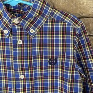 Chaps‎ Boys Red Blue Yellow Long Sleeve Plaid Shirt Size 2t
